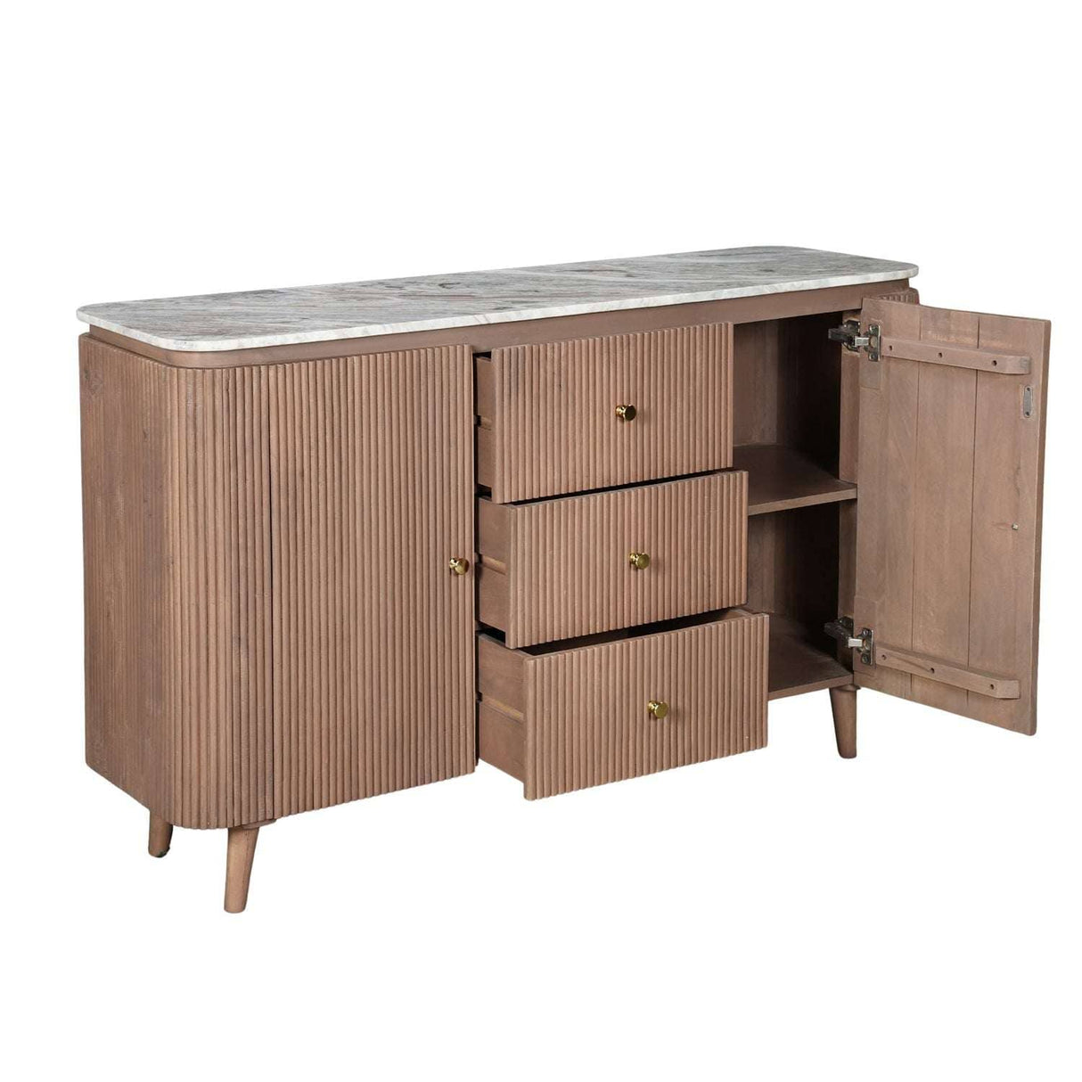 Bundi Natural Marble & Wood Extra Large Sideboard Verty Furniture