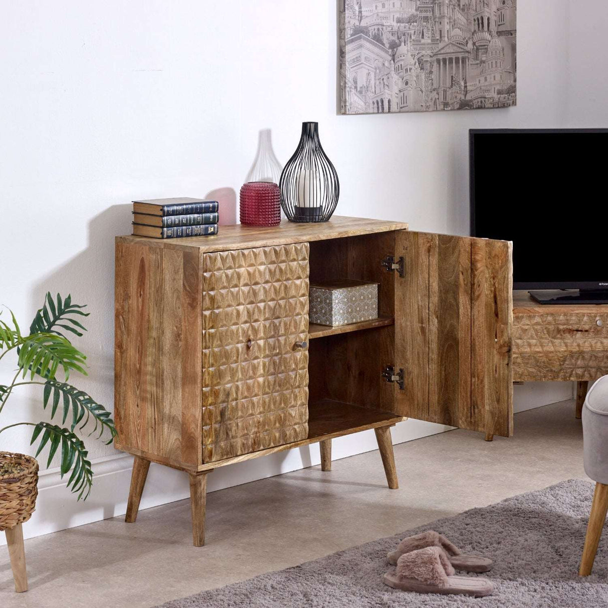 Verty Furniture wooden sideboard with textured doors and spacious interior for stylish storage