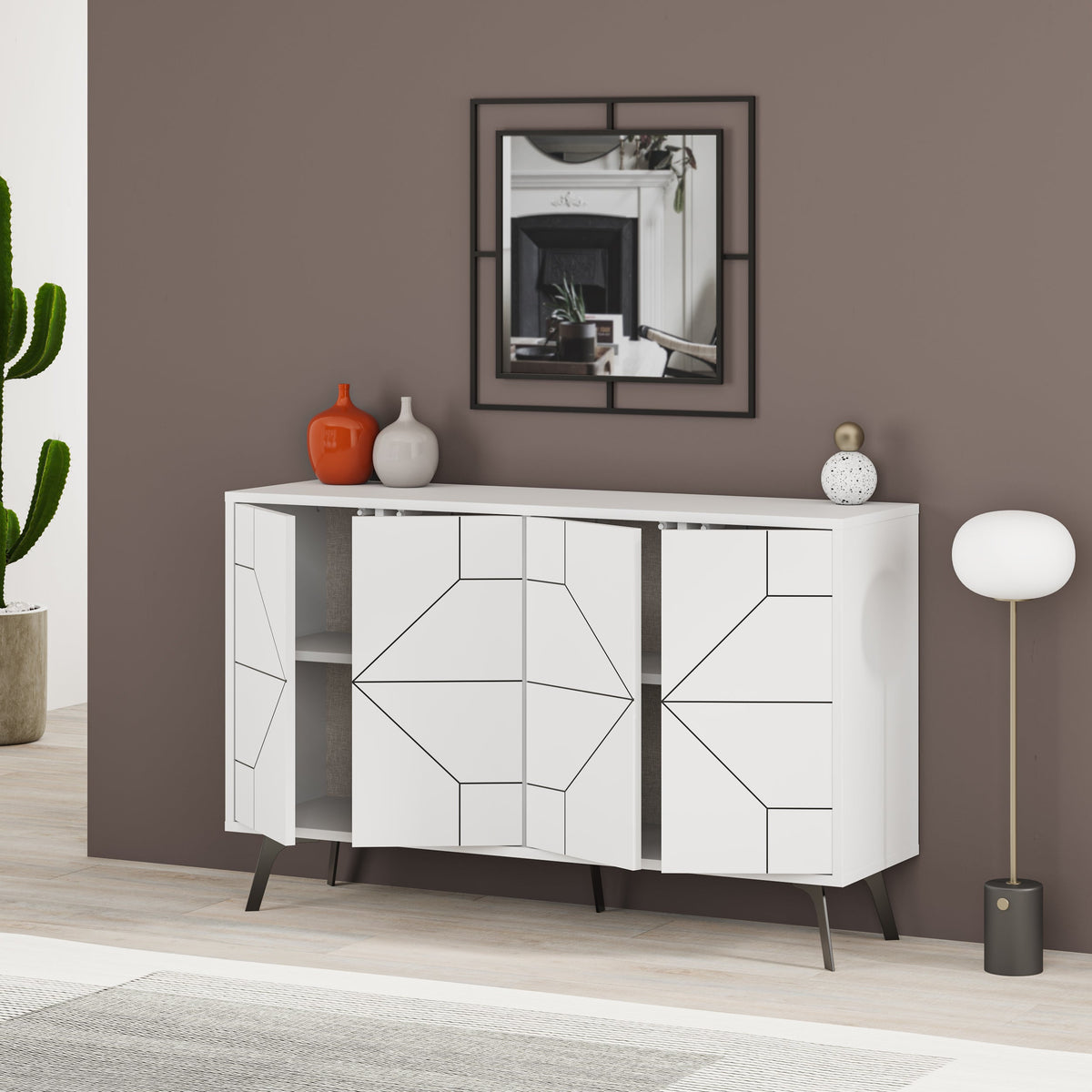 Modern Decortie sideboard with geometric design and sleek legs for stylish storage solutions
