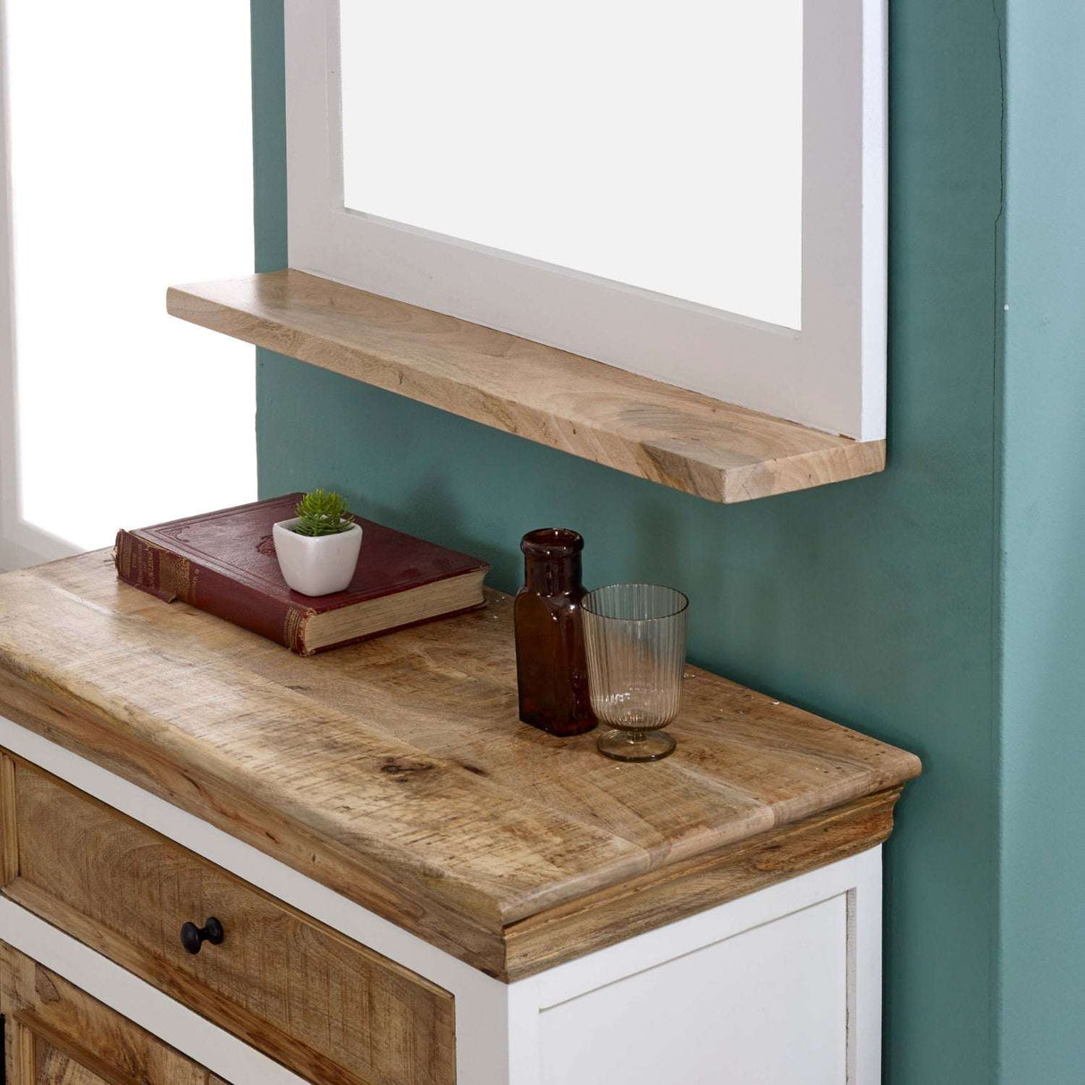 Verty Furniture Sideboard with Wooden Top and Storage Drawers in a Stylish Interior Setting