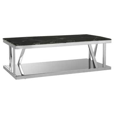 Ackley Silver Coffee Table With Marble Top Orsina