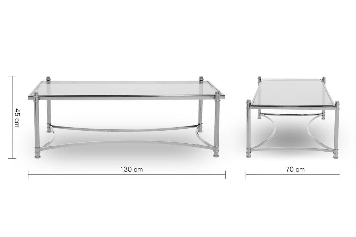 Ackley Silver Coffee Table with Clear Glass Orsina