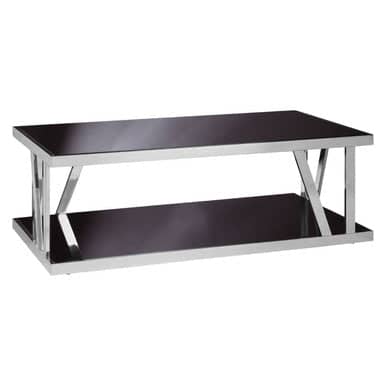 Ackley Silver Coffee Table With Black Glass Orsina