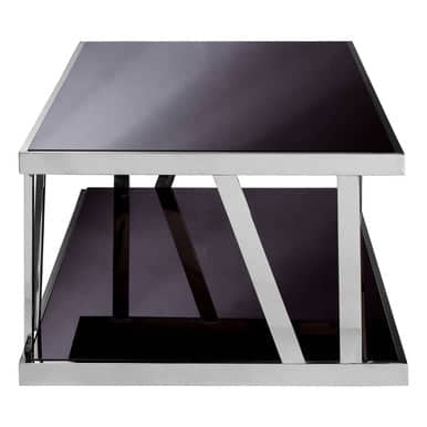 Ackley Silver Coffee Table With Black Glass Orsina
