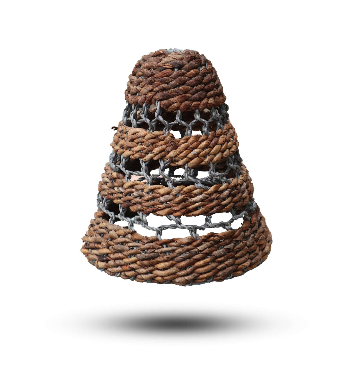 Natural Banana Leaf and Hitam Raffia Lamp Shades with Unique Handwoven Design