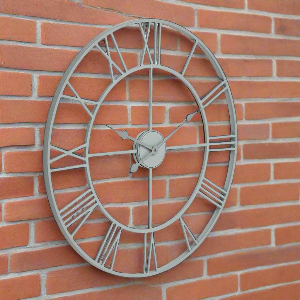 Shades 4 Seasons Skeleton Wall Clock with Roman Numerals GREY METAL Shades 4 Seasons