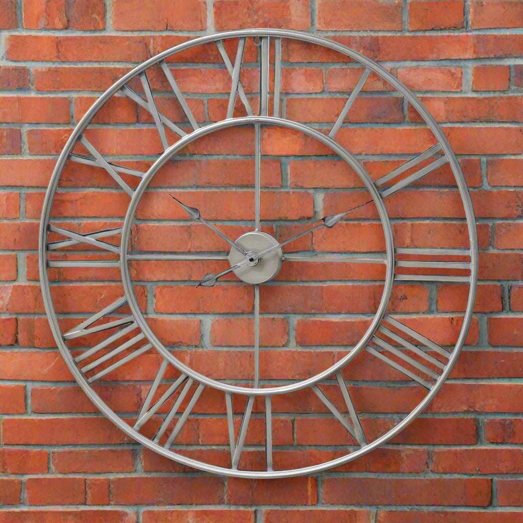 Shades 4 Seasons Skeleton Wall Clock - Large Metal Frame SILVER METAL Shades 4 Seasons