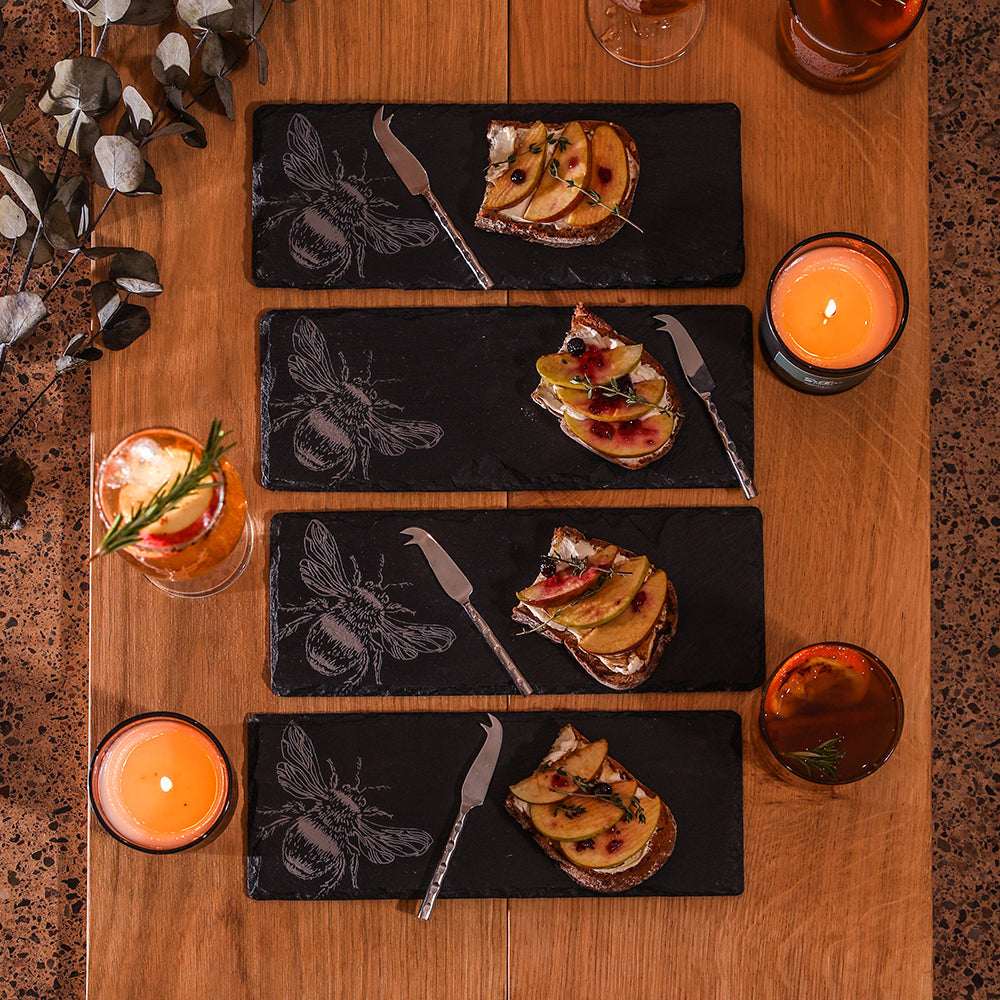Elegant Selbrae House Slate Cheese Board with knife set and gourmet cheese and fruit platter