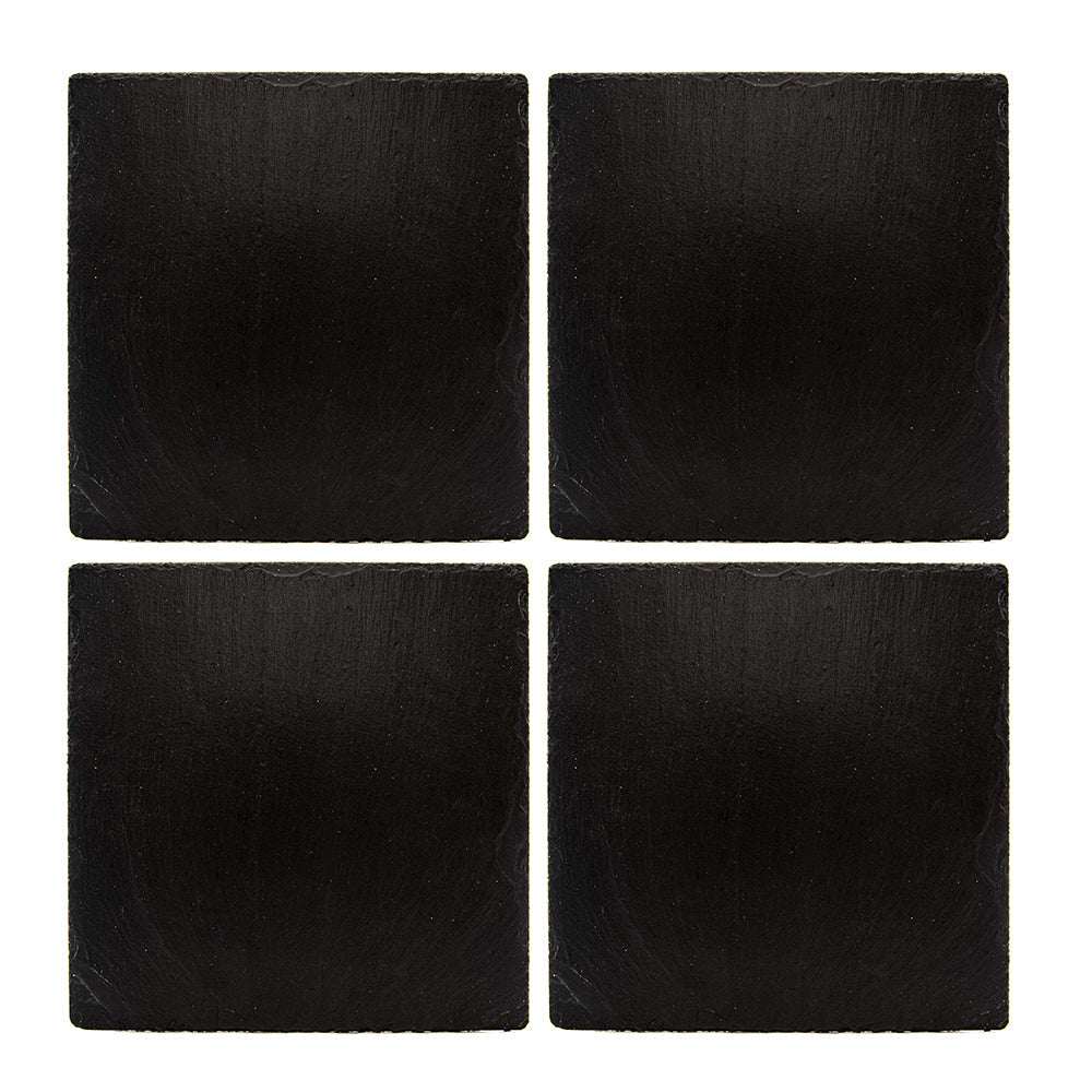 Selbrae House Slate Gift Set of Four Coasters in Elegant Black Finish