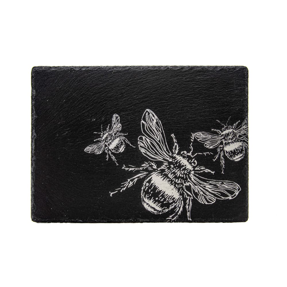 Slate Placemat with Hand-Engraved Bees Design from Selbrae House for Elegant Dining