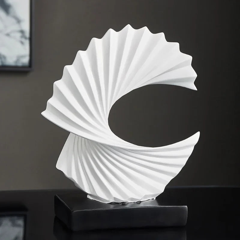 Elegant white spiral ornament by Nisu Home featuring a unique design on a black base