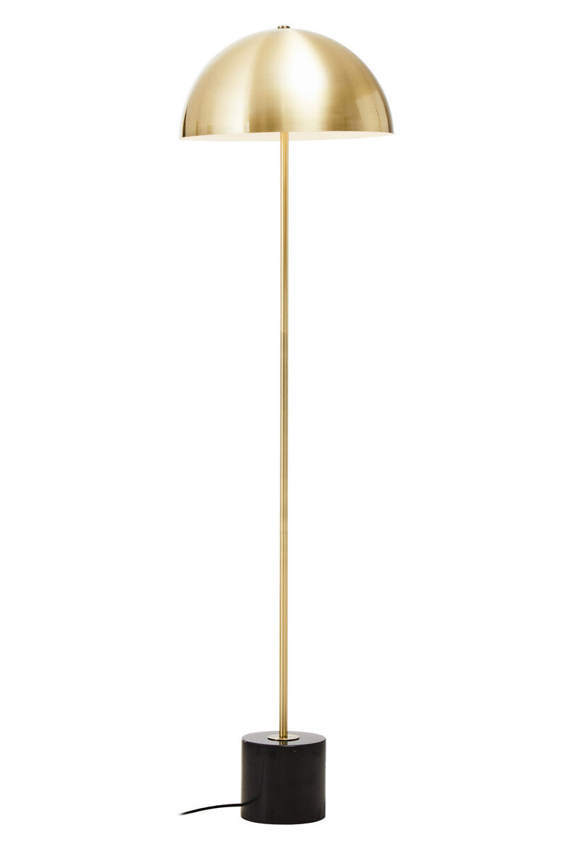 Orsina Floor Lamp with a sleek gold dome shade and a black base for elegant lighting