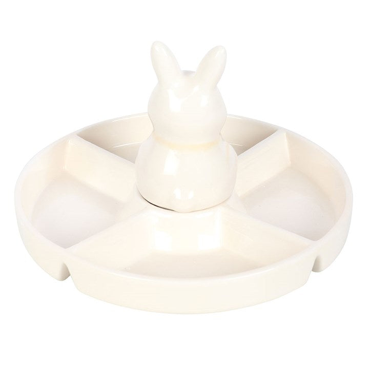 Ceramic Bunny Snack Dish with Divided Sections N/A