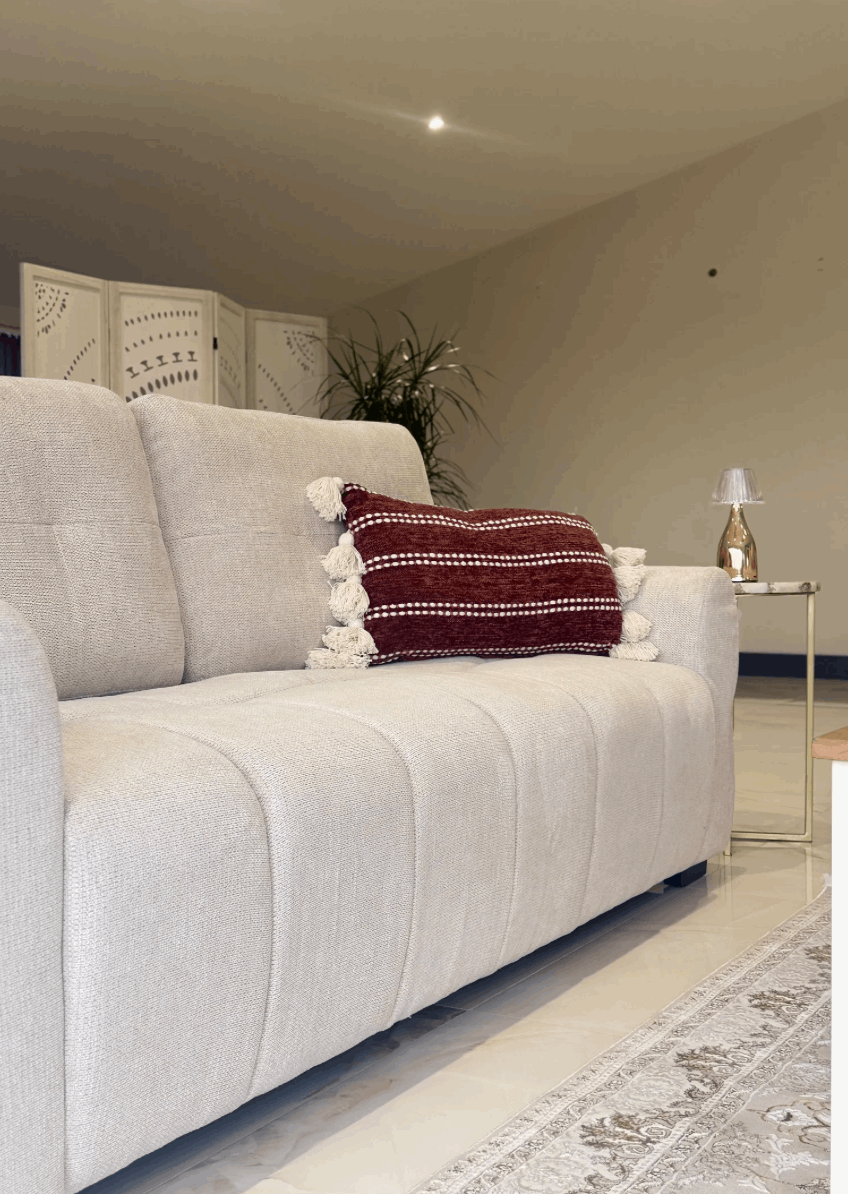 Cream 2-Seater Sofa from Furniture Discount with decorative cushion and modern design