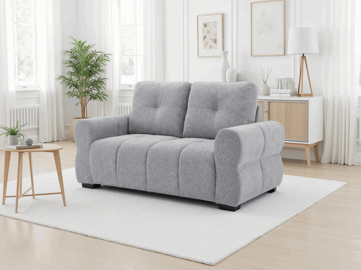 Comfortable grey 2-Seater Sofa with plush cushions, perfect for modern living rooms