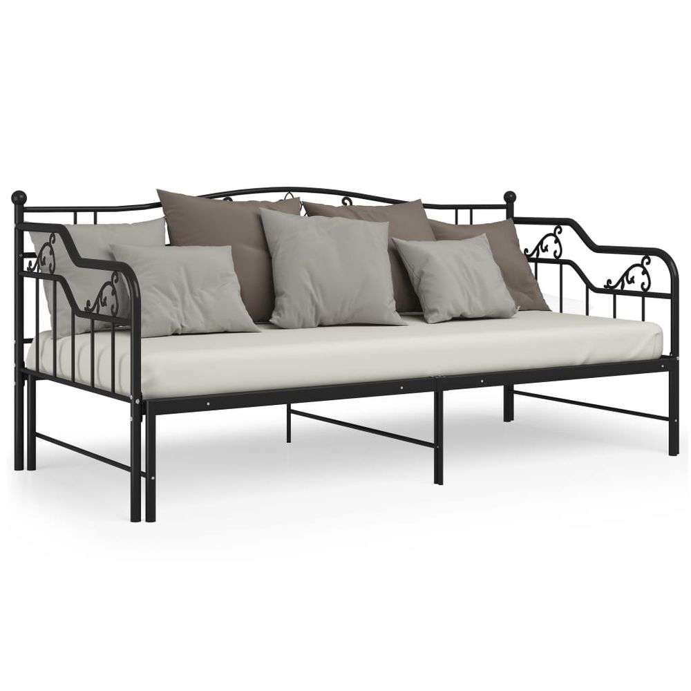 vidaXL Pull-out Sofa Bed Frame Black Metal 90x200 cm vidaXL