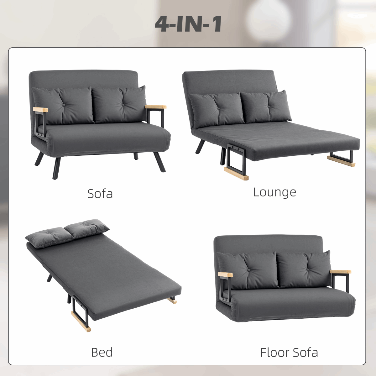 Modern Black Sofa Chair with Wooden Accents N/A