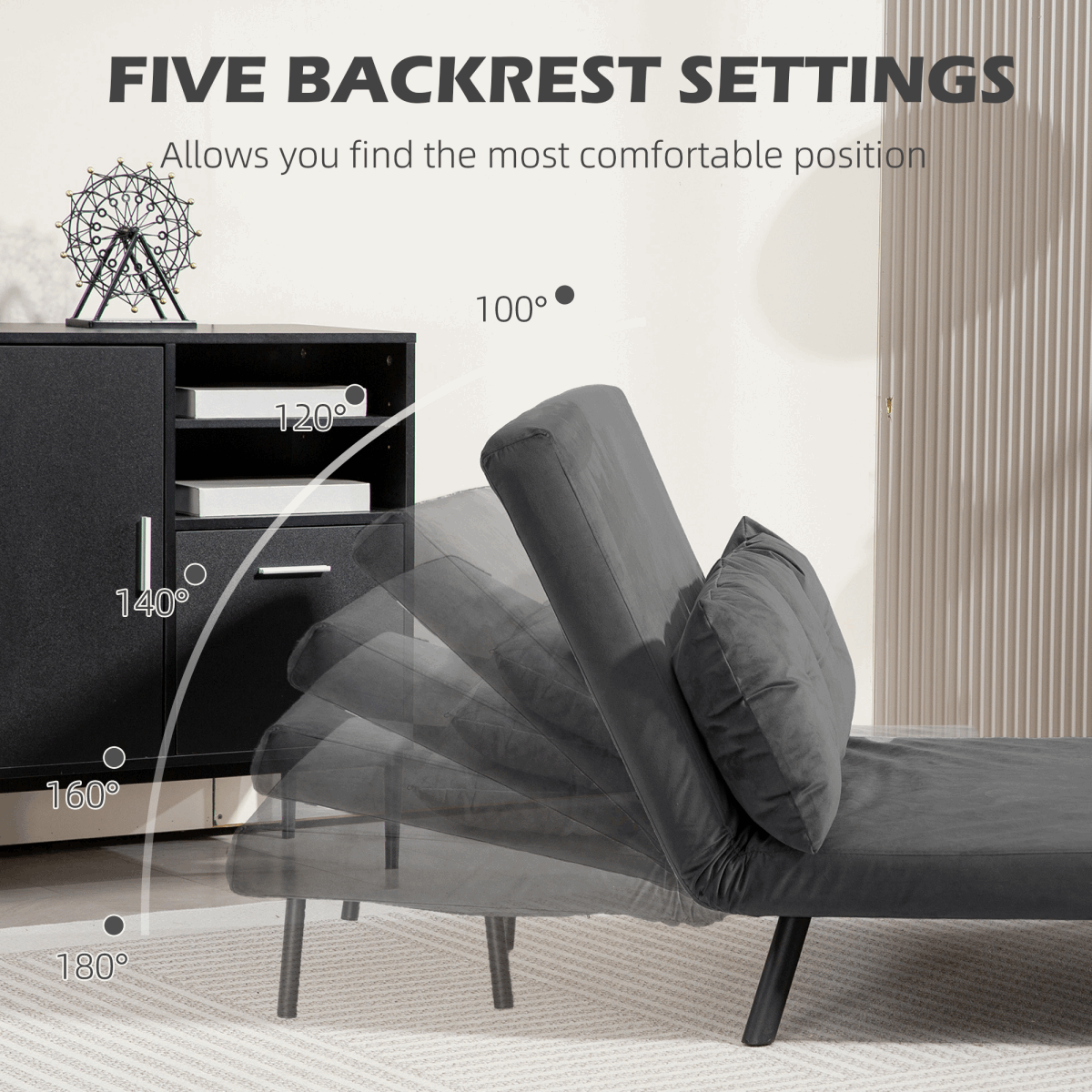 Modern Black Sofa Chair with Wooden Accents N/A