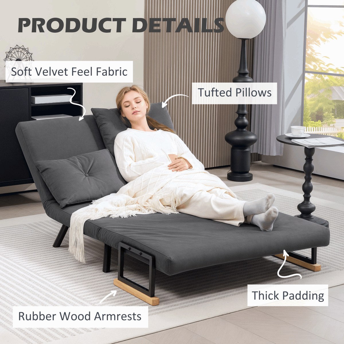 Modern Black Sofa Chair with Wooden Accents N/A