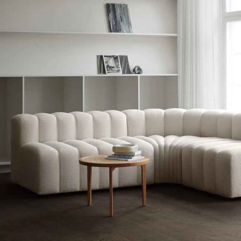 Nisu Home Contemporary Cream Sofa with Soft Curves and Modern Design for Stylish Living Rooms