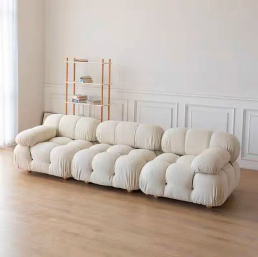 Nisu Home Plush Cream Sofa with Soft Cushions for Comfortable Living Spaces
