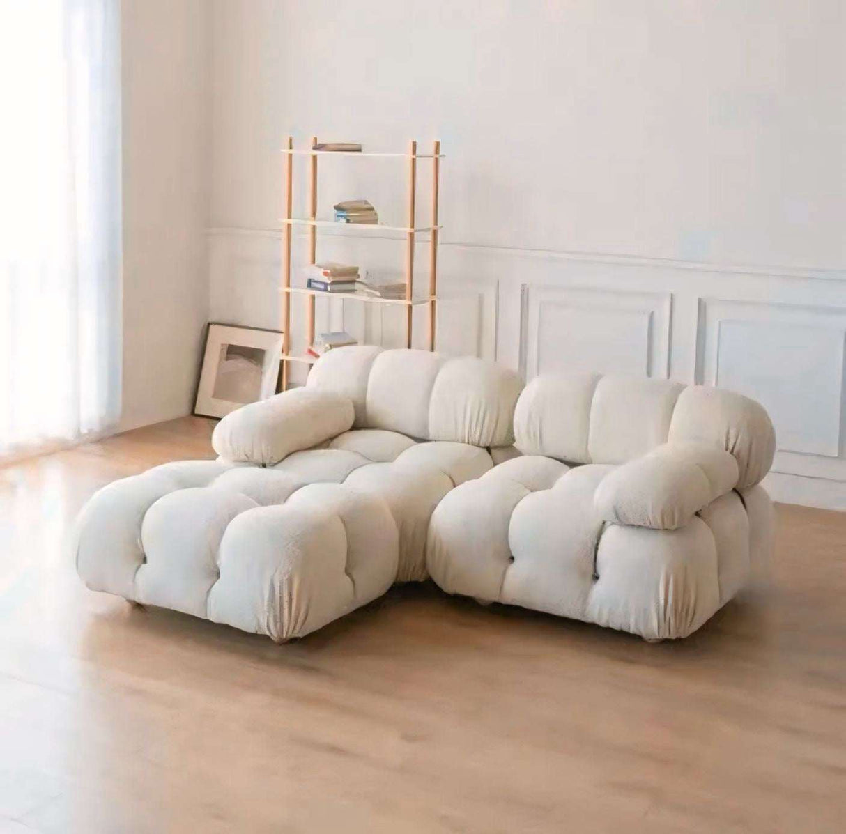 Nisu Home Cream Boucle Sofa with Soft, Plush Design for Comfort and Style