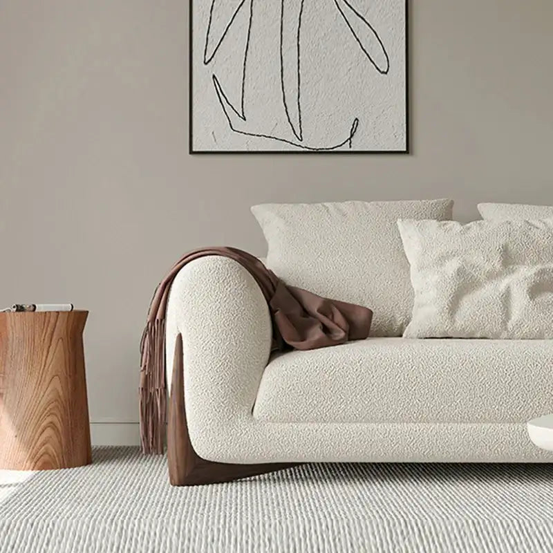 Nisu Home Cream Textured Sofa with Soft Cushions for Stylish Living Rooms