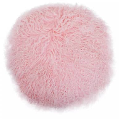Bosie Mongolian Fur Pink Round Cushion Orsina