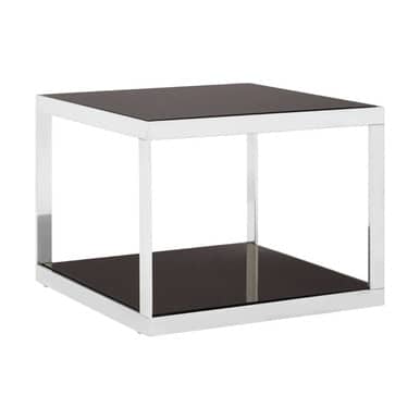 Ackley Silver Square Coffee Table With Black Glass Orsina