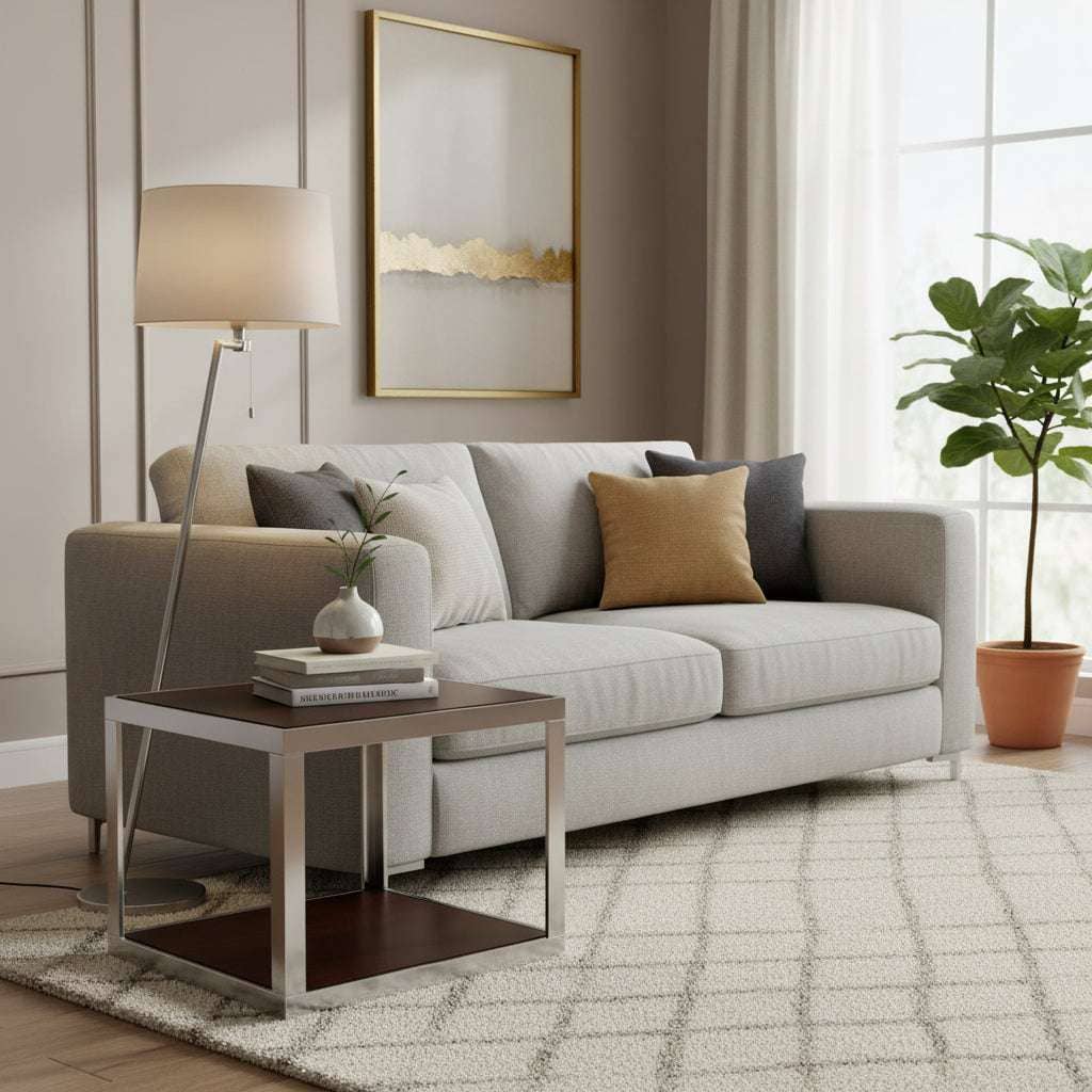 Ackley Silver Square Coffee Table With Black Glass Orsina