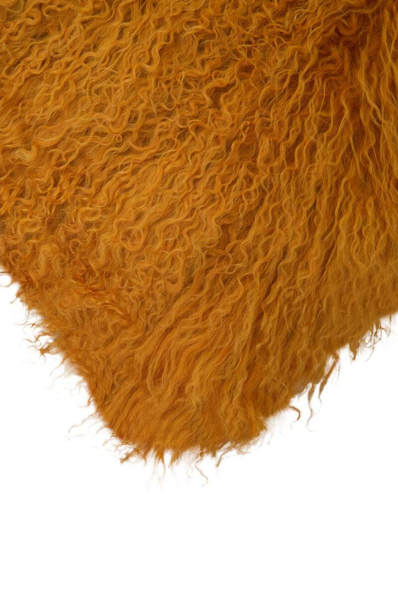 Orsina Square Cushion in Soft Textured Orange Fur for Living Room Decor