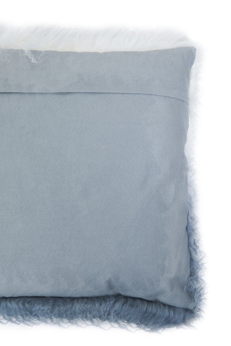 Orsina Square Cushion in Soft Blue with Faux Fur Trim for Stylish Home Decor