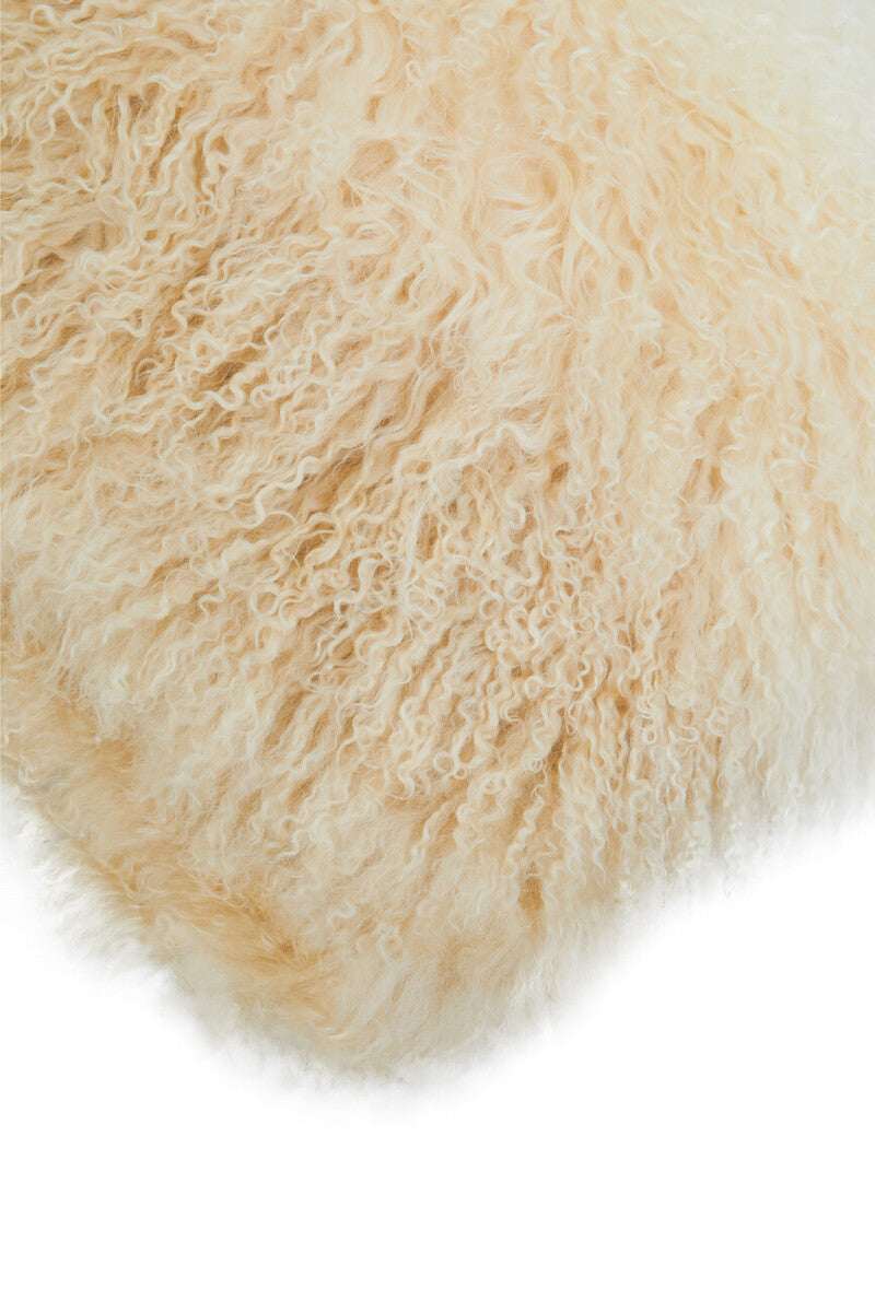 Fluffy Orsina Square Cushion in cream with textured fur for a cozy home decor accent