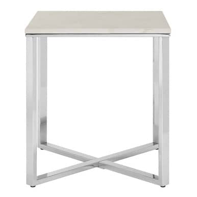 Allure White Marble and Chrome Square End Table Orsina