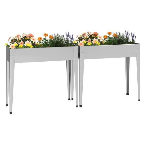 vidaXL Garden Planters 2 pcs Galvanised Steel vidaXL