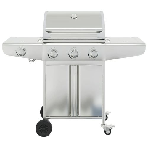 vidaXL Gas BBQ Grill with 4 Burners Silver Stainless Steel vidaXL