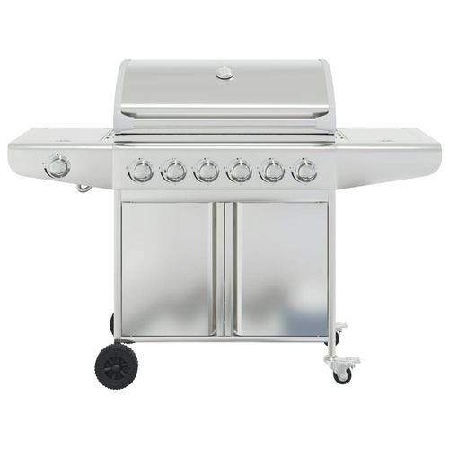 vidaXL Gas BBQ Grill with 4 Burners Silver Stainless Steel vidaXL