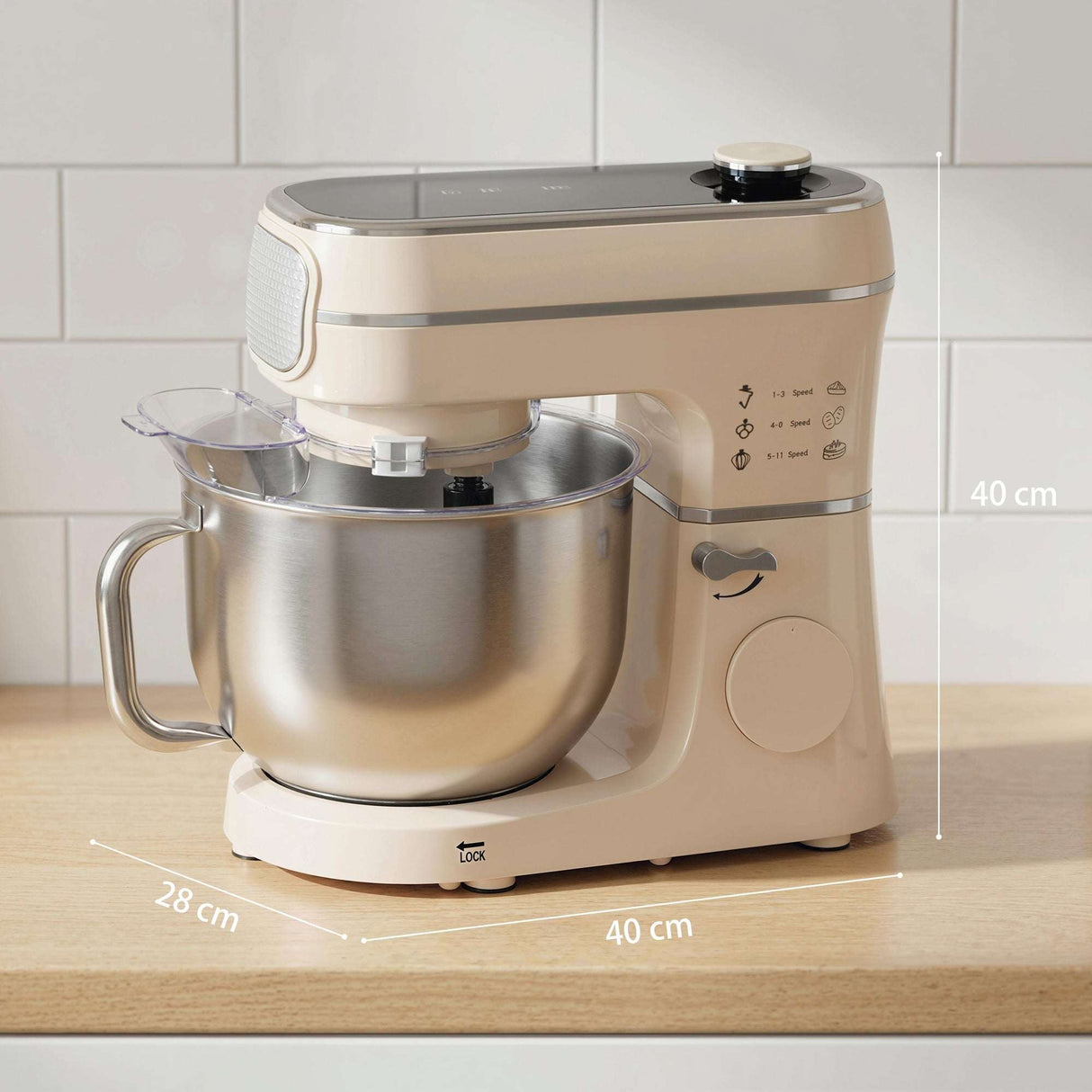 Cream Stand Mixer with Stainless Steel Bowl and User-Friendly Controls for Baking Enthusiasts
