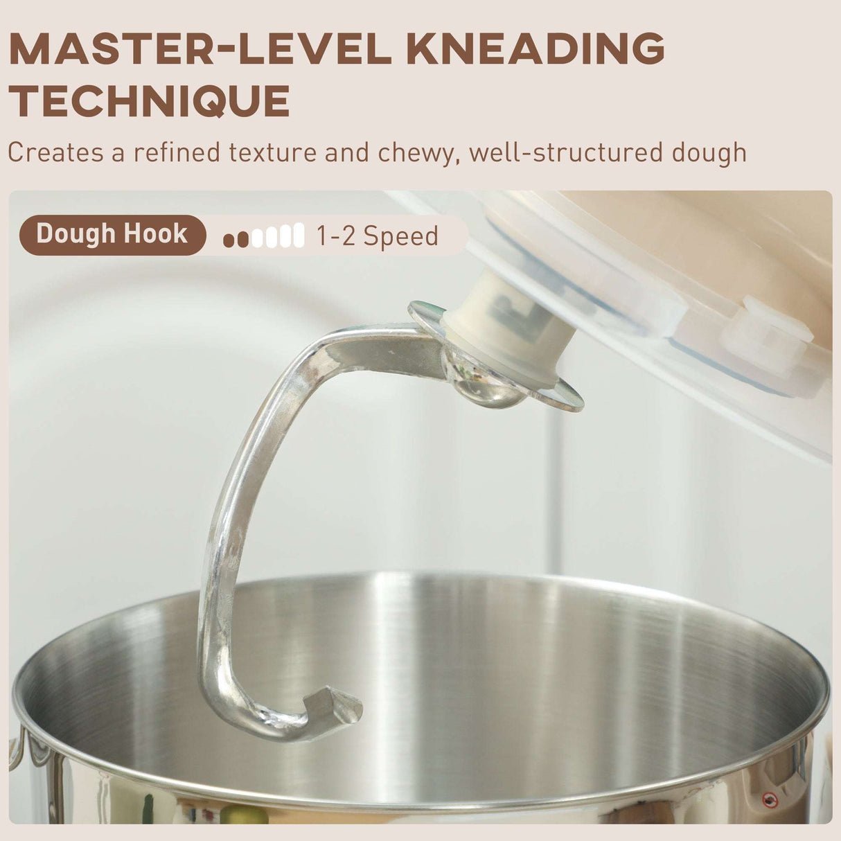Wise Galleria Stand Mixer with dough hook for master-level kneading of well-structured dough