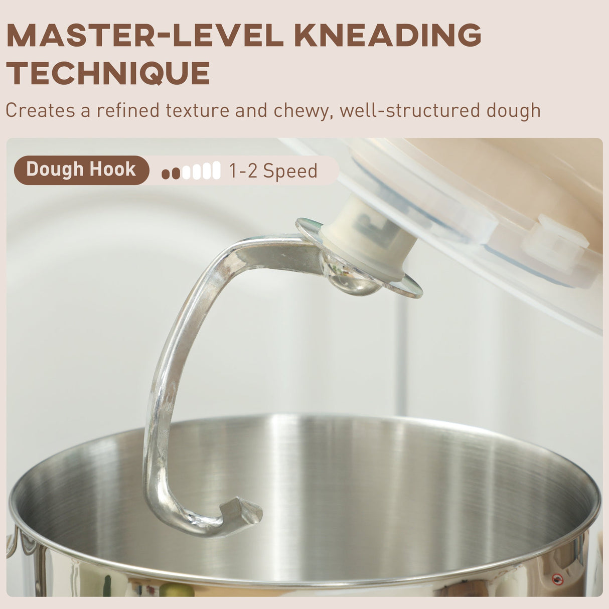Wise Galleria Stand Mixer with dough hook for master-level kneading of well-structured dough