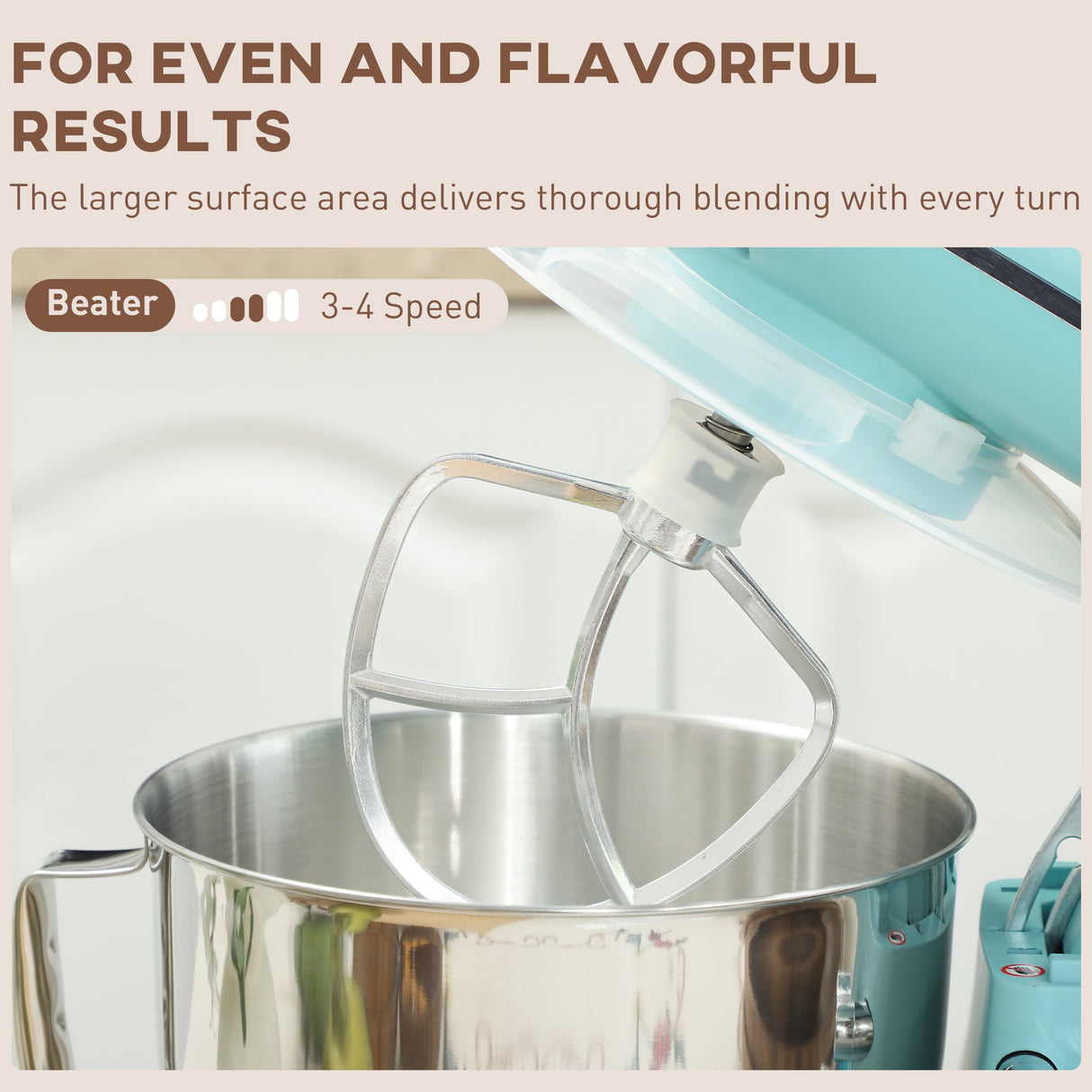 Wise Galleria Stand Mixer with stainless steel bowl and beater for thorough blending and mixing