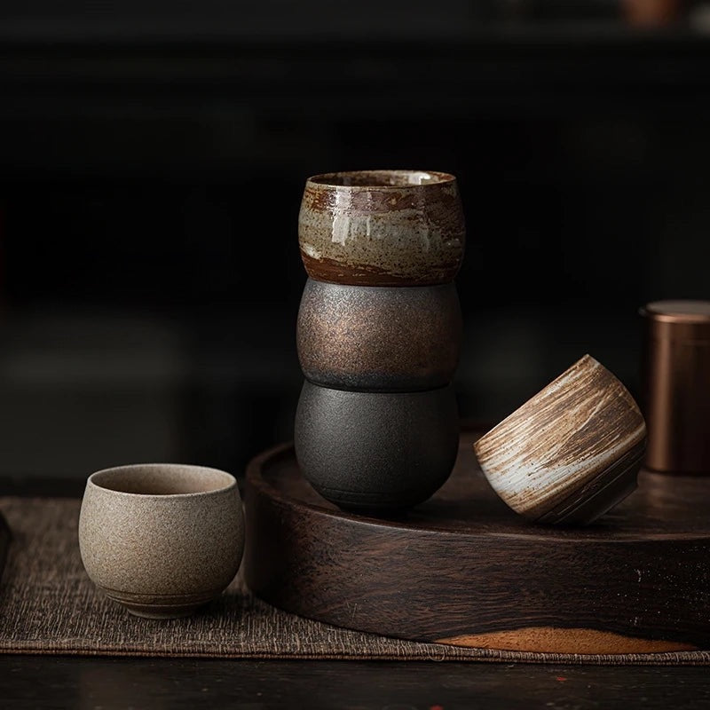 Nisu Home Stoneware Mug Set with Unique Textures and Earthy Tones for Coffee and Tea