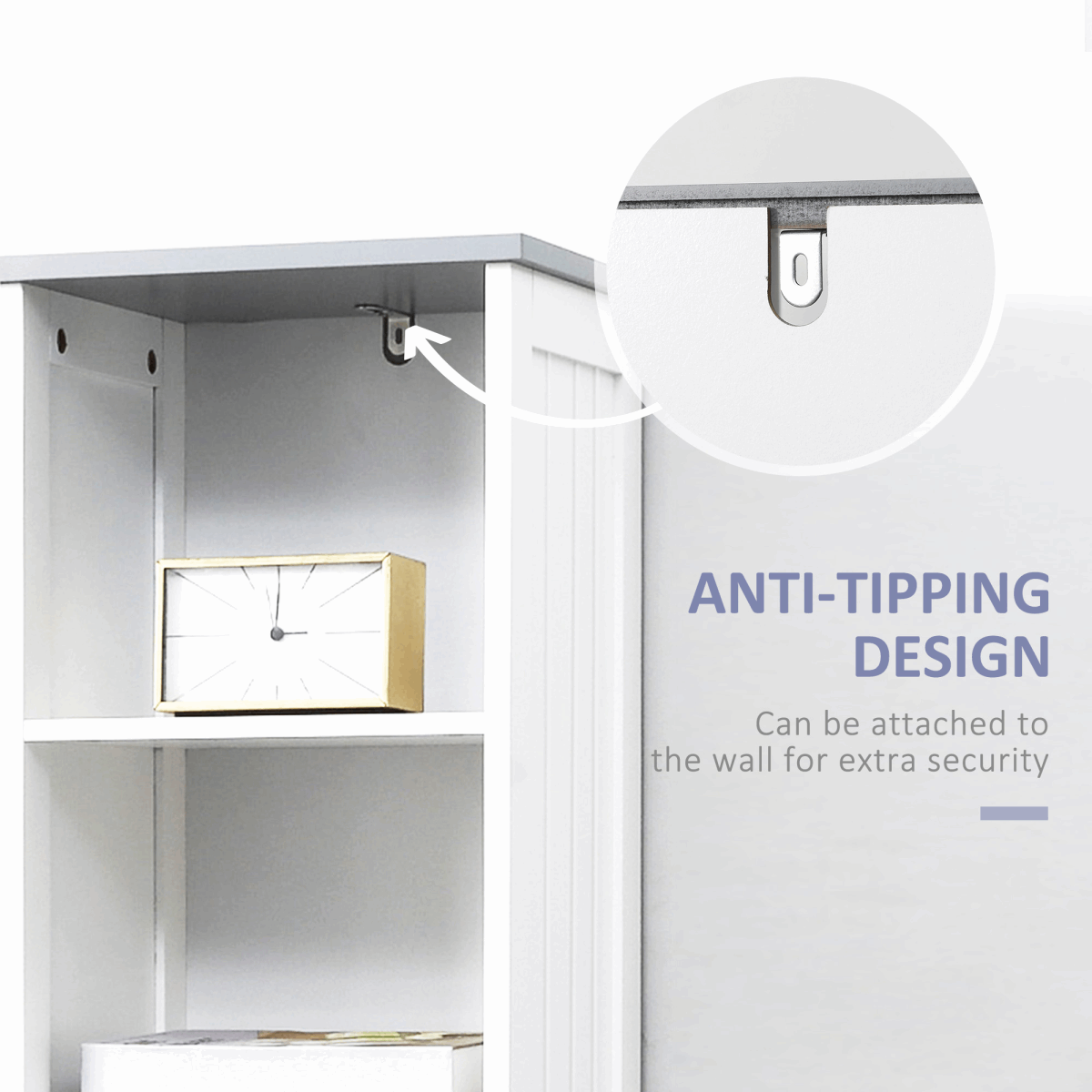 Tall Bathroom Storage Cabinet, Slim Freestanding Linen Tower, White Unbranded