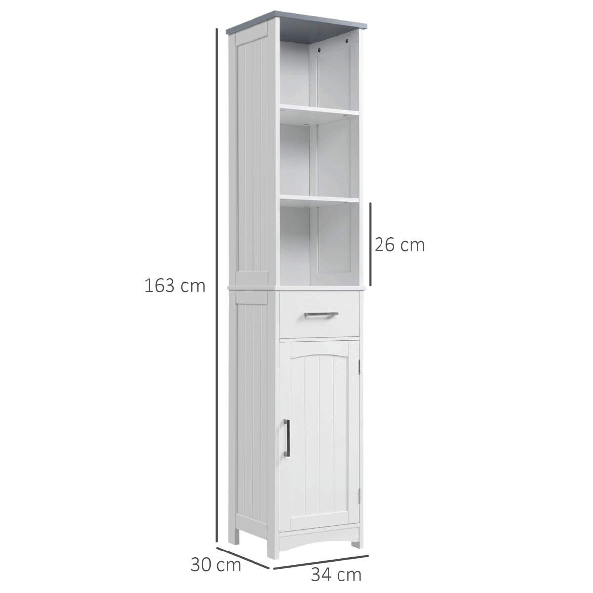 Tall Bathroom Storage Cabinet, Slim Freestanding Linen Tower, White Unbranded