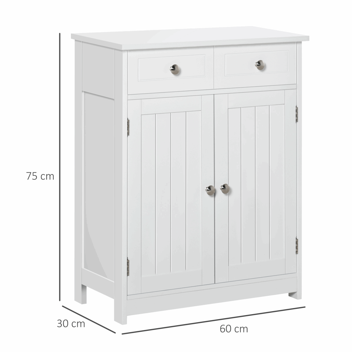Bathroom Floor Storage Cabinet With Two Drawers White Unbranded