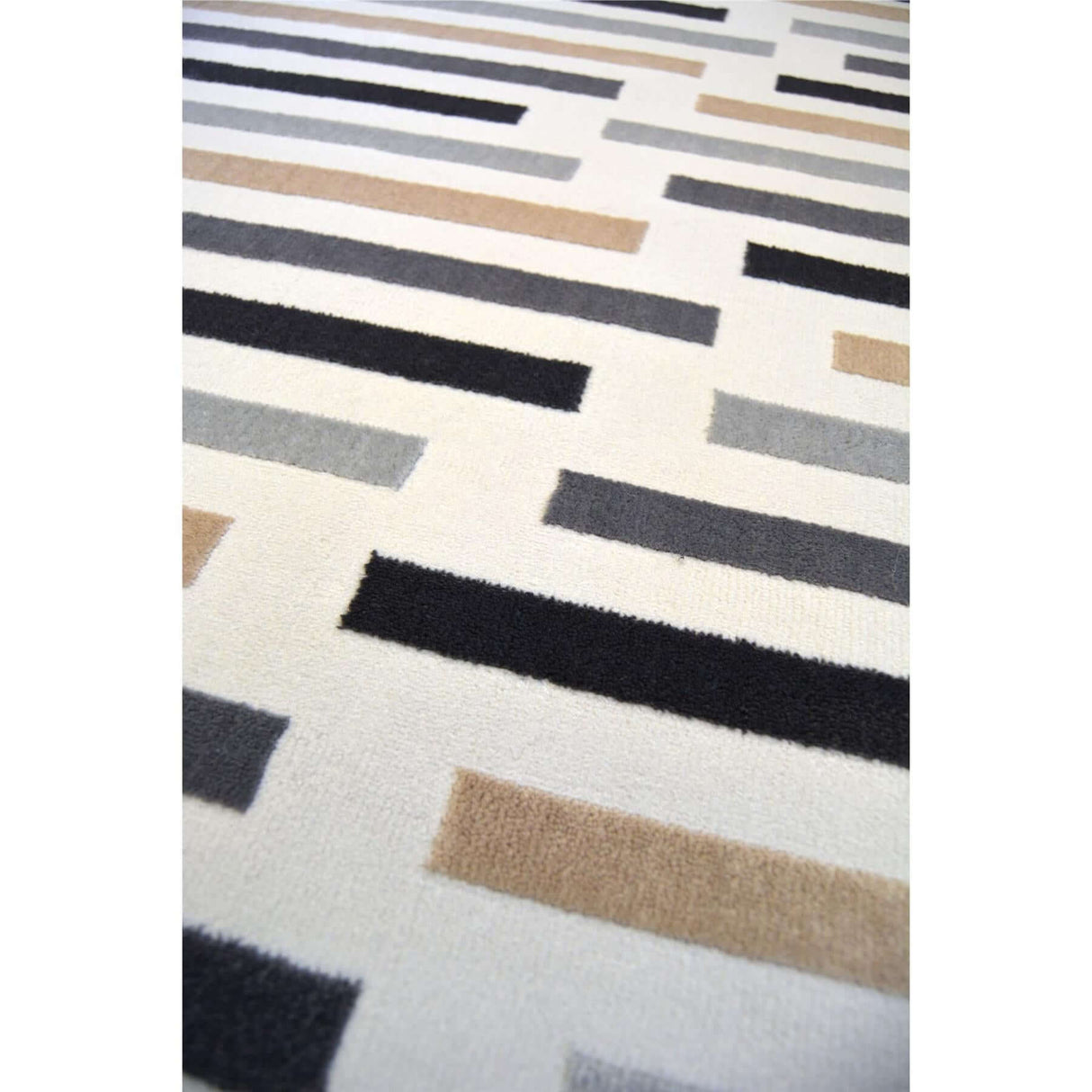 Contemporary Stripe Rug featuring a geometric design in neutral tones for modern interiors