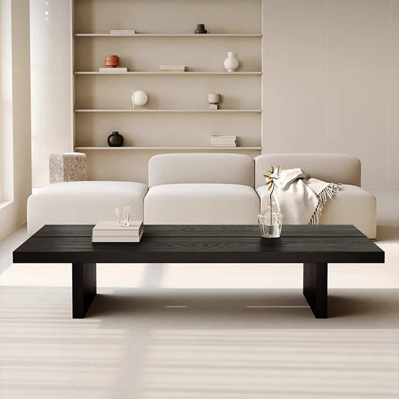 Nisu Home Modern Black Coffee Table with Minimalist Design for Contemporary Living Rooms