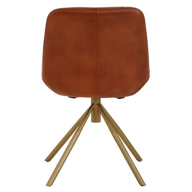 Orsina Leather Chair with a warm brown finish and sleek golden legs, perfect for any living space
