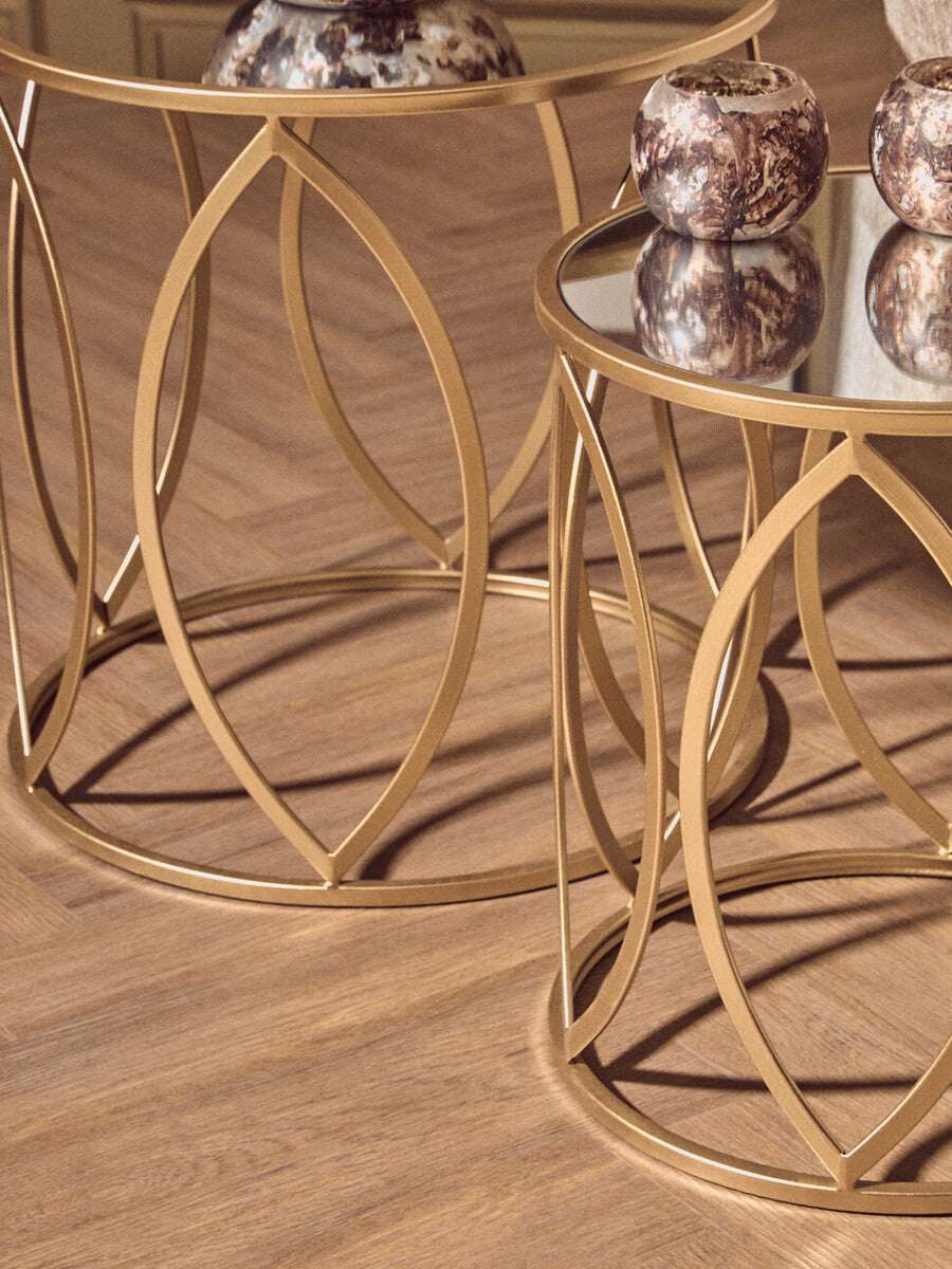 Arcana Set Of Two Gold Finish Side Tables Orsina