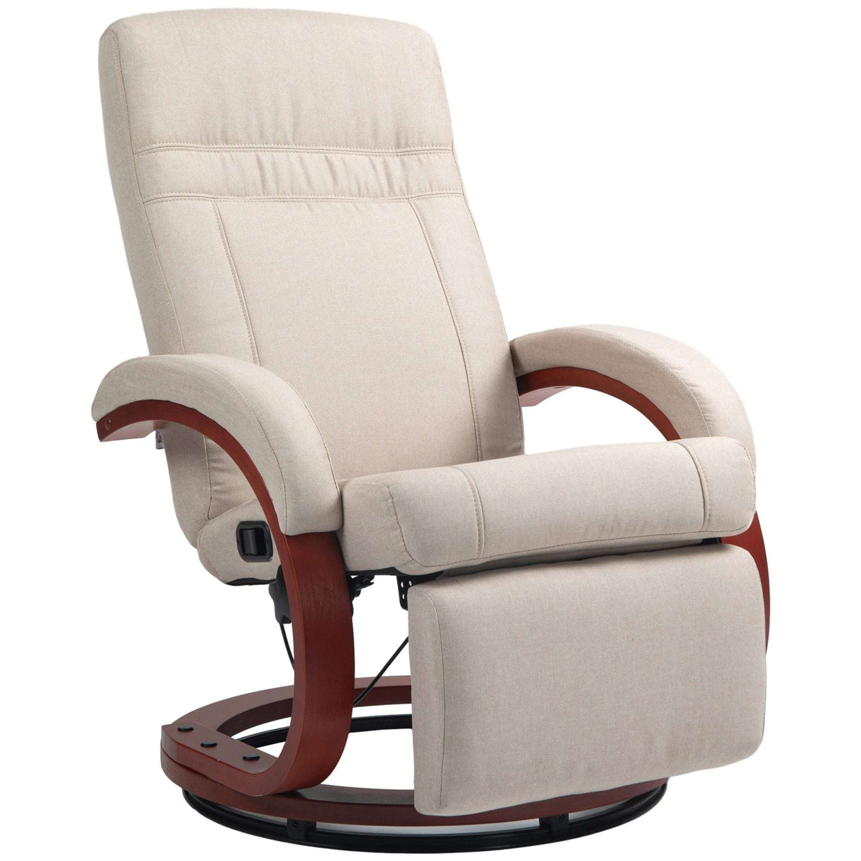 Comfortable Wise Galleria Swivel Chair with wooden frame and reclining feature in beige fabric